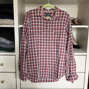 J Crew Blue Red Plaid Mens Button Down Shirt
